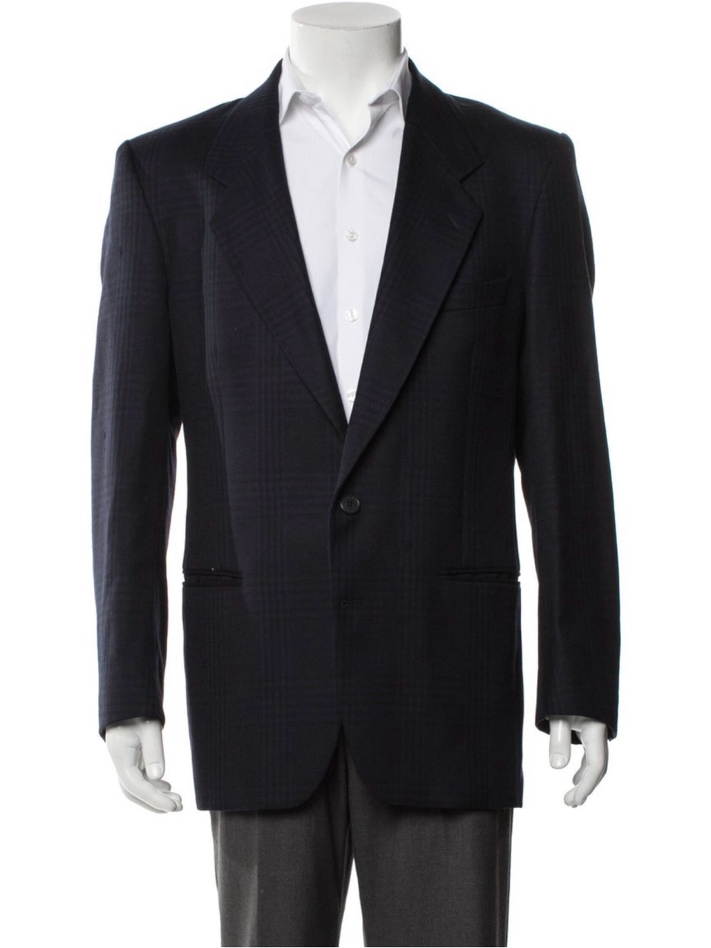 YSL Men's Black/Blue Single-Breasted Blazer